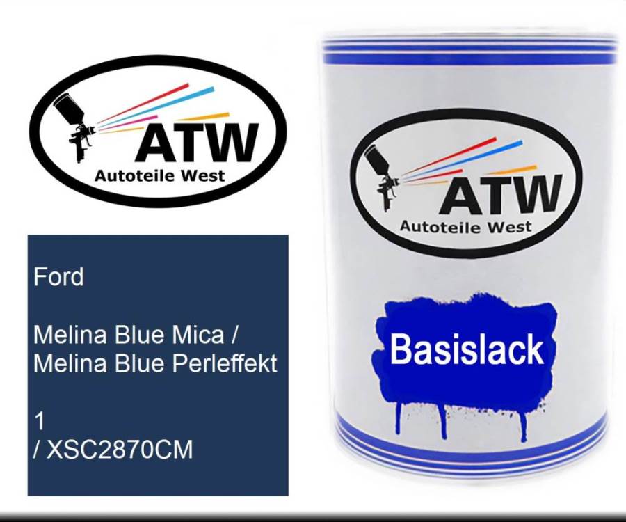 Ford, Melina Blue Mica / Melina Blue Perleffekt, 1 / XSC2870CM: 500ml Lackdose, von ATW Autoteile West.